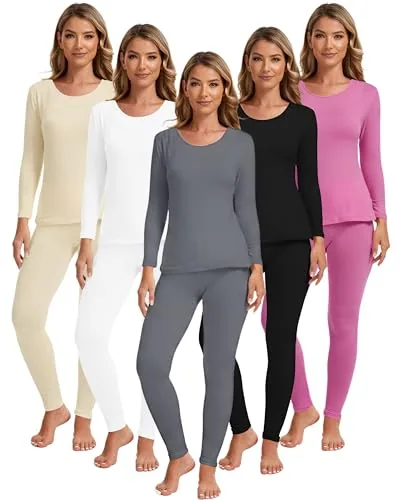 Thermal Underwear Fleece Lined Winter, pack of 5 sets, black