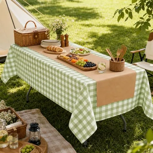 Camping Themed Checkered Tablecloth Kraft