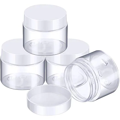 Plastic Jars Wide Mouth Lids, 2 oz, pack of 4, white