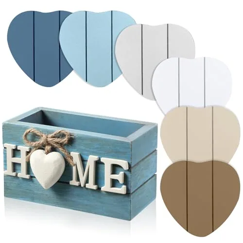 Wooden Heart Coasters Holder, pack of 6